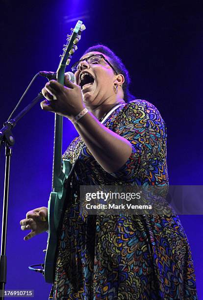 Brittany Howard of Alabama Shakes performs at day 3 of the Lowlands Festival on August 18, 2013 in Biddinghuizen, Netherlands.