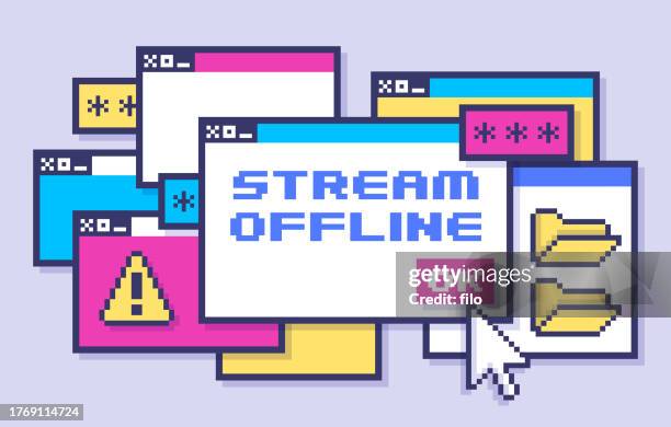 stream offline live streaming retro dialog box - netflix stock illustrations