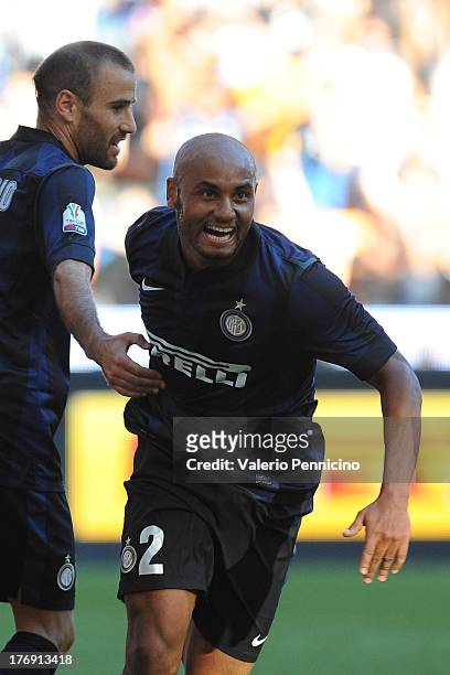 Jonathan of FC Internazionale Milano celebrates the opening goal during the TIM cup match between FC Internazionale Milano and AS Cittadella at...