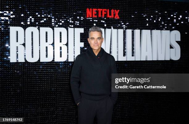 Robbie Williams attends the Robbie Williams documentary launch event at The London Film Museum on November 01, 2023 in London, England.