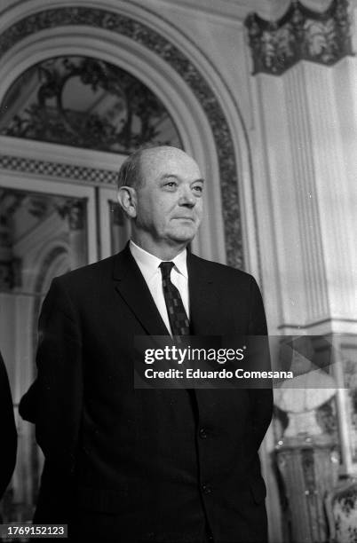 View of US Secretary of State Dean Rusk in an unspecified location, Buenos Aires, Argentina, 1960s.