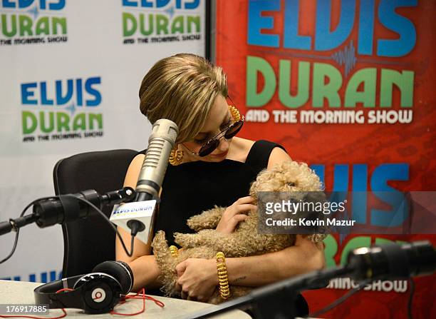 Lady Gaga and her dog Fozzy visit "Elvis Duran and the Z100 Morning Show" at Z100 Studio on August 19, 2013 in New York City.