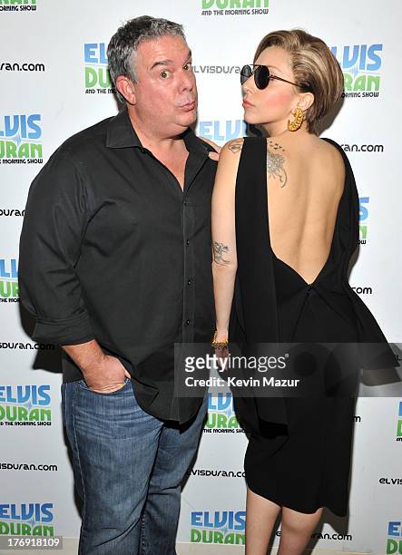 Elvis Duran and Lady Gaga at the "Elvis Duran and the Z100 Morning Show" at Z100 Studio on August 19, 2013 in New York City.