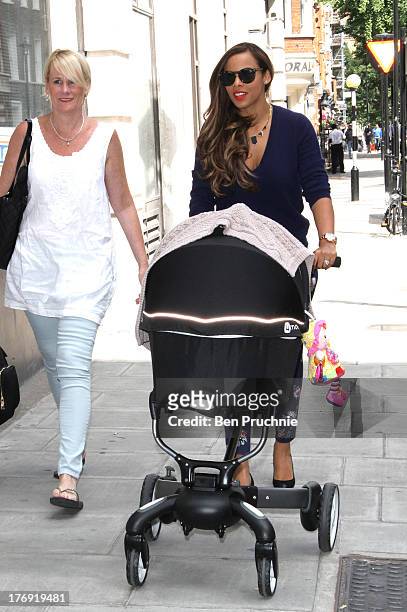 Rochelle Humes of The Saturdays sighted at BBC Radio 1 on August 19, 2013 in London, England.