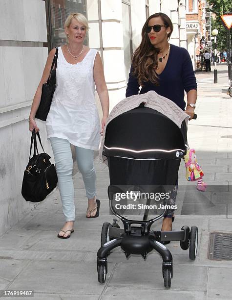 Rochelle Humes sighting at BBC radio one on August 19, 2013 in London, England.