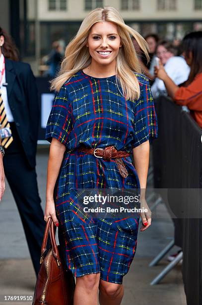 Mollie King of The Saturdays sighted at BBC Radio 1 on August 19, 2013 in London, England.