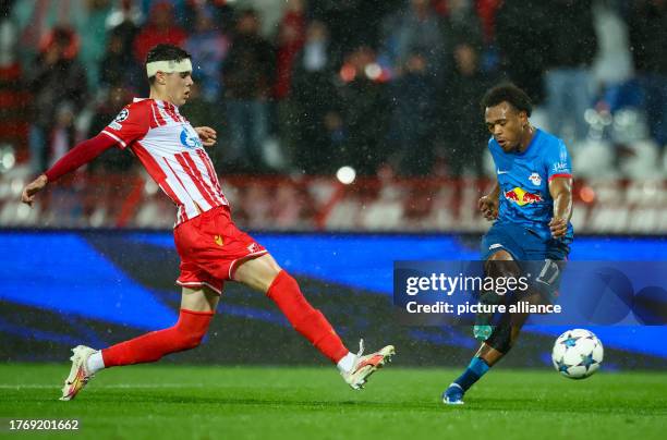 November 2023, Serbia, Belgrad: Soccer: Champions League, Group Stage, Group G, Matchday 4 Red Star Belgrade - RB Leipzig at Stadion Rajko Mitic....
