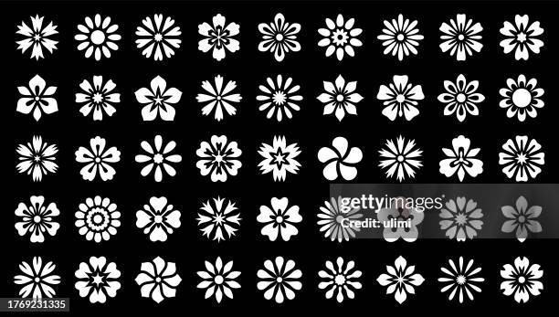 blumensymbol-set - stempel blütenteil stock-grafiken, -clipart, -cartoons und -symbole