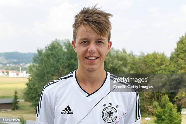 David Kammerbauer poses during U17 team presentation on August 19, 2013 in Bad Waltersdorf near Graz, Austria.