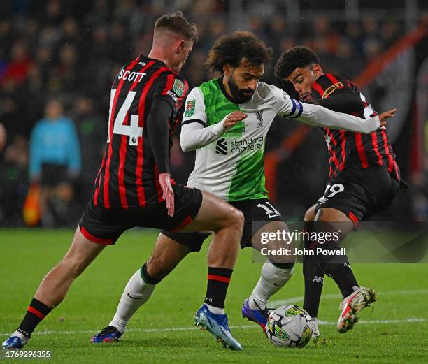 Mohamed Salah of Liverpool in action during the Carabao Cup Fourth Round match between AFC Bournemouth and Liverpool at Vitality Stadium on November...