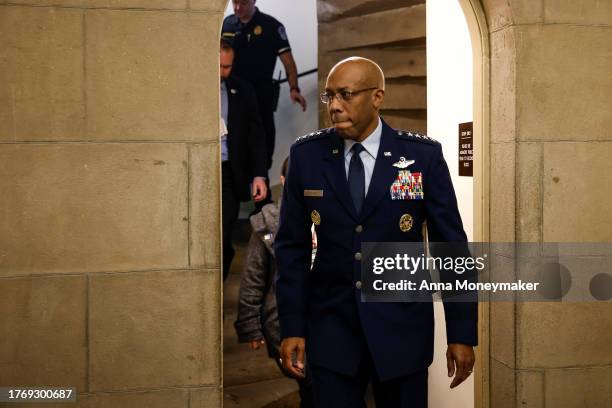 Chairman of the Joint Chiefs of Staff General Charles Q. Brown, Jr. Leaves the office of U.S. Speaker of the House Mike Johnson in the U.S. Capitol...