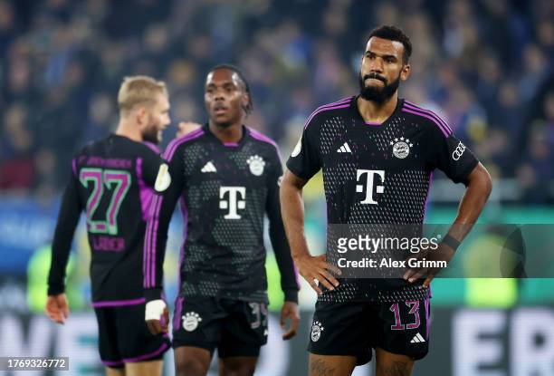 Eric Maxim Choupo-Moting of Bayern Munich reacts during the DFB cup second round match between 1. FC Saarbrücken and FC Bayern München at...