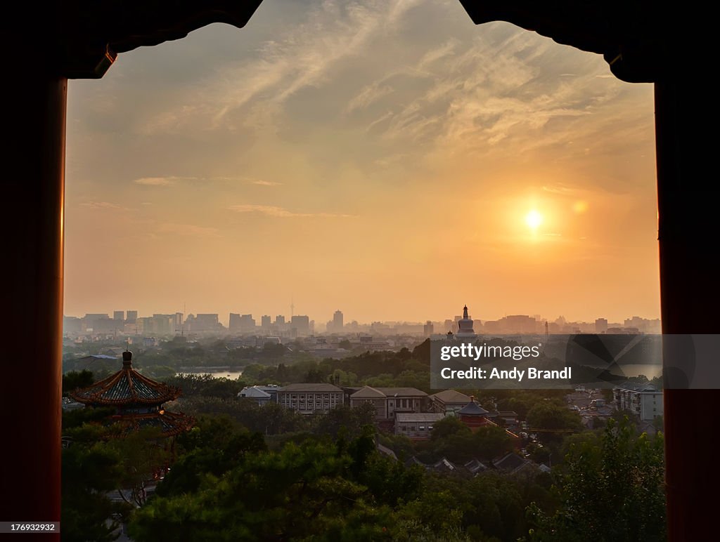 Beihai Park and Beijing Cityscape