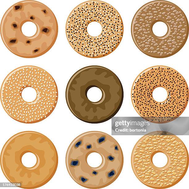 bagel icon-set - sesam stock-grafiken, -clipart, -cartoons und -symbole