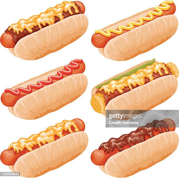 hot dogs icon set - hot dog stock illustrations