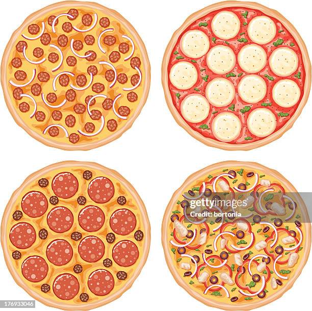 stockillustraties, clipart, cartoons en iconen met pizza icon set - pizza