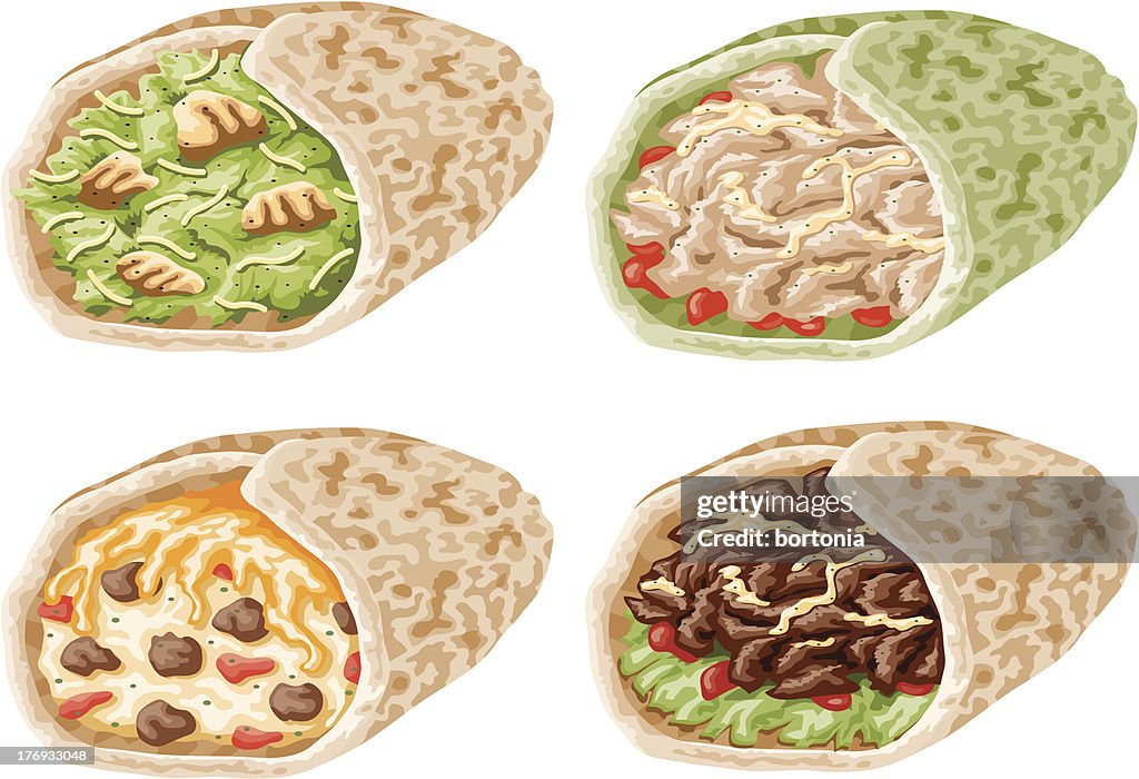 Wrap Sandwich Icon Set