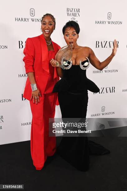 Arsema Thomas and Janelle Monae, winner of the Musician award, pose at the Harper's Bazaar Women of the Year Awards 2023 at Claridge's Hotel on...