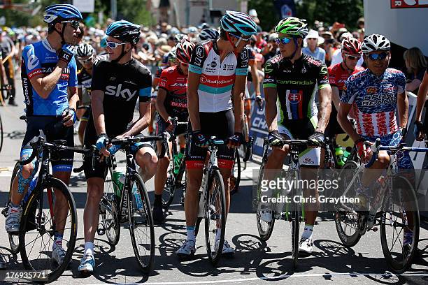 Christian Vande Velde of Team Garmin-Sharp, Chris Froome of Great Britain and Sky Procycling, Andy Schleck of Luxembourg and Team Radioshack Leopard...
