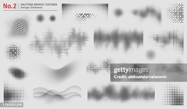 stockillustraties, clipart, cartoons en iconen met halftone graphic textures design elements - in pixels omgezet
