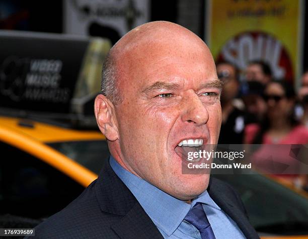 August 19: Dean Norris leaves the "Late Show with David Letterman" at Ed Sullivan Theater on August 19, 2013 in New York City.