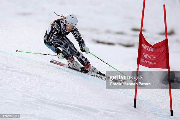 Piera Hudson of New Zealand competes during the Womens Alpine Giant Slalom during day six of the Winter Games NZ at Coronet Peak on August 20, 2013...