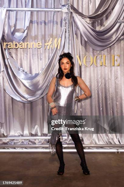 Emma Drogunova attends the Rabanne X H&M Vogue Dinner at The Feuerle Collection on November 7, 2023 in Berlin, Germany.