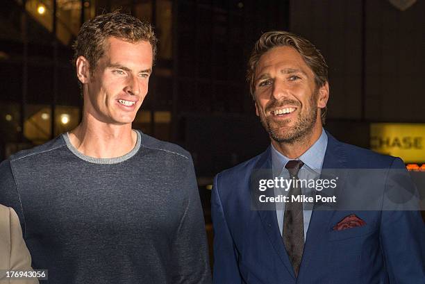 Professional tennis player Andy Murray and professional hockey player Henrik Lundqvist attend the 7th Annual BNP Paribas Showdown Announcement at...