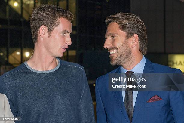 Professional tennis player Andy Murray and professional hockey player Henrik Lundqvist attend the 7th Annual BNP Paribas Showdown Announcement at...