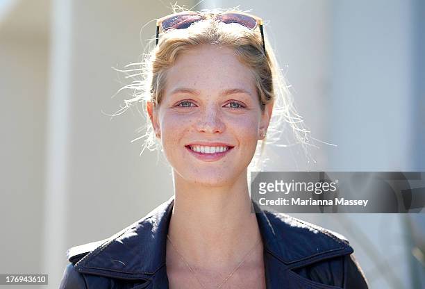 American model, Erin Heatherton arrives at Bondi Icebergs at Bondi Beach on August 20, 2013 in Sydney, Australia. Heatherton is in Sydney for...
