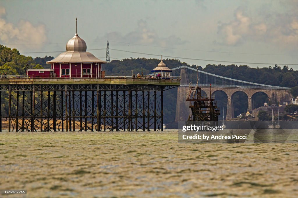 Menai bridge and Bangor Pier, Wales, United Kingdom