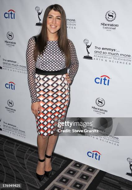 Mayim Bialik arrives at the Academy Of Television Arts & Sciences' Performers Peer Group Cocktail Reception To Celebrate The 65th Primetime Emmy...