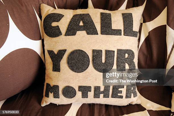 August 8: A pillow that is offered for sale by Dormify is seen at the offices of Dormify and Hirshorn Zuckerman Design Group Inc. On Monday August 8,...