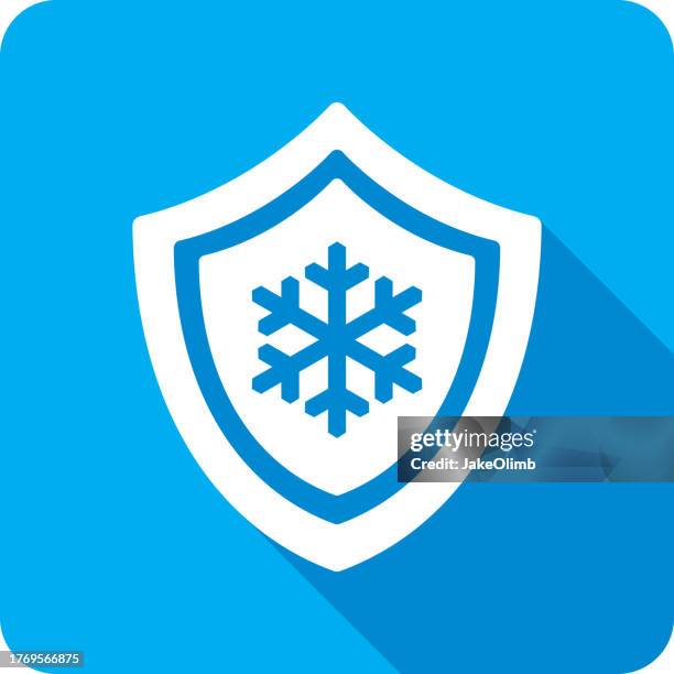 shield snowflake icon silhouette 5 - ice block stock illustrations