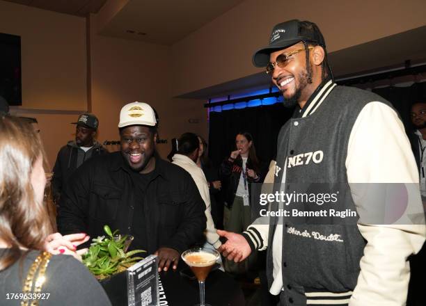 Carmelo Anthony attends the 1800 Tequila x Carmelo Anthony Holiday Drop Shop Launch Party at Madison Square Garden on November 01, 2023 in New York...