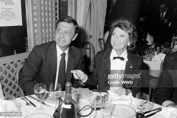 Louis Jourdan and Berthe Jourdan attend a party at the Bistro restaurant in Beverly Hills, California, on March 29, 1982.