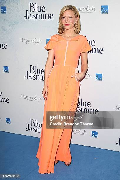 Cate Blanchett arrives at the "Blue Jasmine" Australian premiere at the Hayden Cremorne Orpheum on August 20, 2013 in Sydney, Australia.