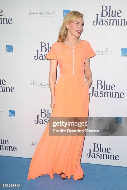 Cate Blanchett arrives at the "Blue Jasmine" Australian premiere at the Hayden Cremorne Orpheum on August 20, 2013 in Sydney, Australia.