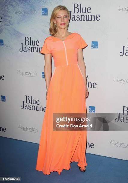 Cate Blanchett arrives at the "Blue Jasmine" Australian premiere at the Hayden Cremorne Orpheum on August 20, 2013 in Sydney, Australia.