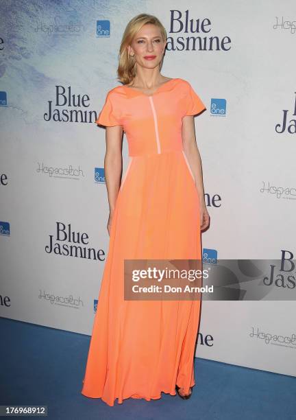 Cate Blanchett arrives at the "Blue Jasmine" Australian premiere at the Hayden Cremorne Orpheum on August 20, 2013 in Sydney, Australia.