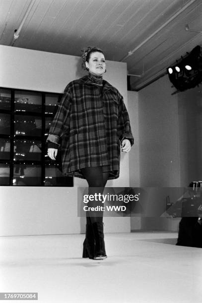Model walks the runway in looks from Lane Bryant's promotional fashion show at the Puck Building in New York City on June 18,1997.