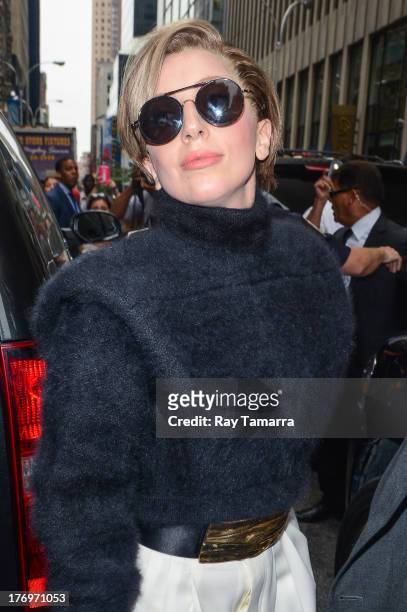 Singer Lady Gaga leaves the Sirius XM Studios on August 19, 2013 in New York City.