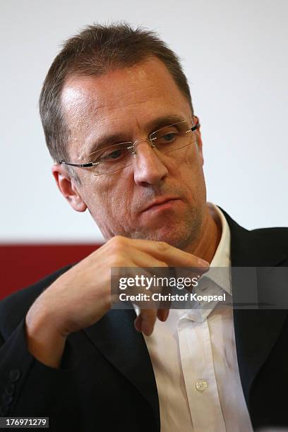 Tim Meyer, team doctor the German Football Association attends the doping duscussion at DFB headquarter on August 20, 2013 in Frankfurt am Main,...