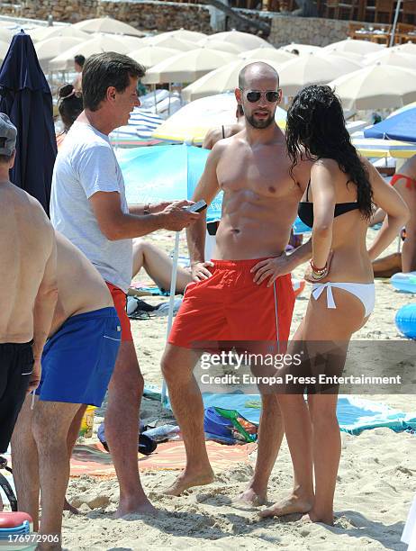 Gonzalo Miro , his girlfriend Ana Isabel Medinabeitia and Cayetano Martinez de Irujo are seen on August 17, 2013 in Ibiza, Spain.