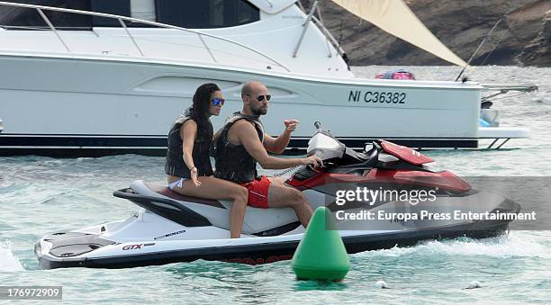 Gonzalo Miro and his girlfriend Ana Isabel Medinabeitia are seen on August 17, 2013 in Ibiza, Spain.