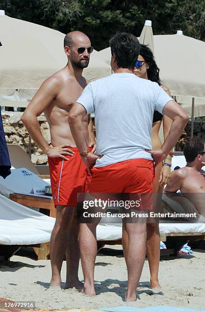 Gonzalo Miro , his girlfriend Ana Isabel Medinabeitia and Cayetano Martinez de Irujo are seen on August 17, 2013 in Ibiza, Spain.