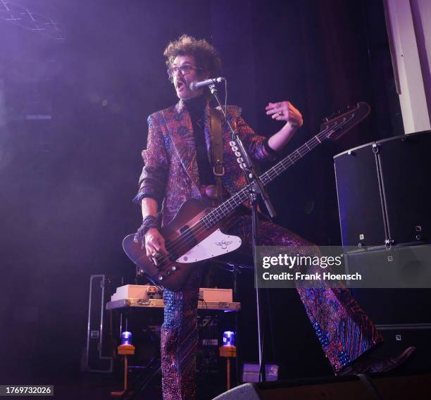 Frankie Poullain of the British band The Darkness performs live on stage during a concert at the Admiralspalast on November 7, 2023 in Berlin,...