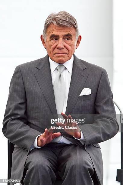 Hector Suarez, Mexican actor loks gestures as he recieves the Doctor Honoris Causa Title at Mesoamericana University on August 19, 2013 in Puebla,...