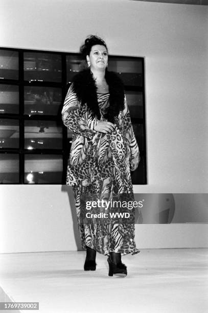 Model walks the runway in looks from Lane Bryant's promotional fashion show at the Puck Building in New York City on June 18,1997.