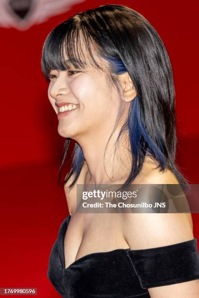 South Korean actress Lee Joo-young attends the opening ceremony of the 28th Busan International Film Festival at Busan Cinema Center in Haeundae-gu...